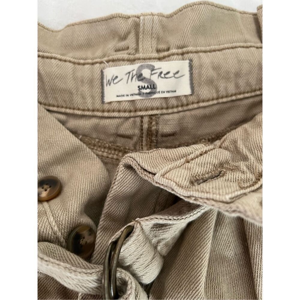 We the Free People high rise Paper Bag Waist denim Shorts with Button Fly Belt